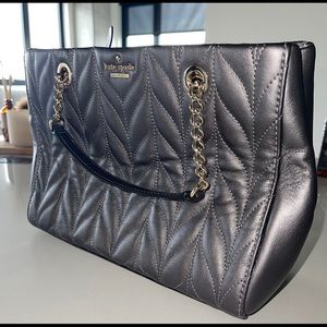 Kate Spade Meena Briar Lane Quilted Gunmetal Leather Bag